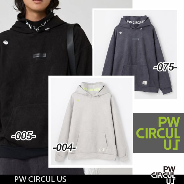 【秋冬新】【PW CIRCULUS・ピーダブリュサーキュラス】メンズ スエードライク スイッチネックフーディ◆パーカー/トレーナー【TOPNLW0401】