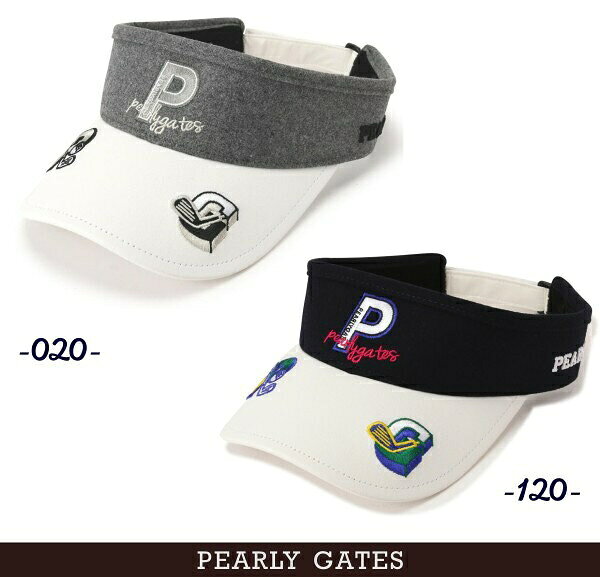 【PREMIUM SALE】PEARLY GATES パーリーゲイツ”P” カレッジロゴ デコワッペンバイザー053-4187002/26C【正規品】