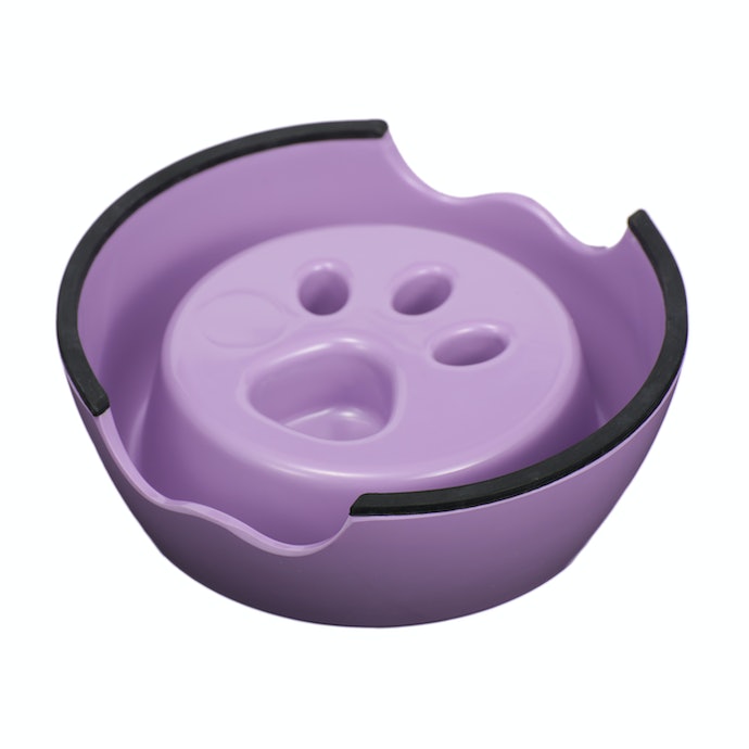 肉球　早食い防止　食器 Mサイズ　猫 小型犬 中型犬　オレンジ　レッド　フードボウル