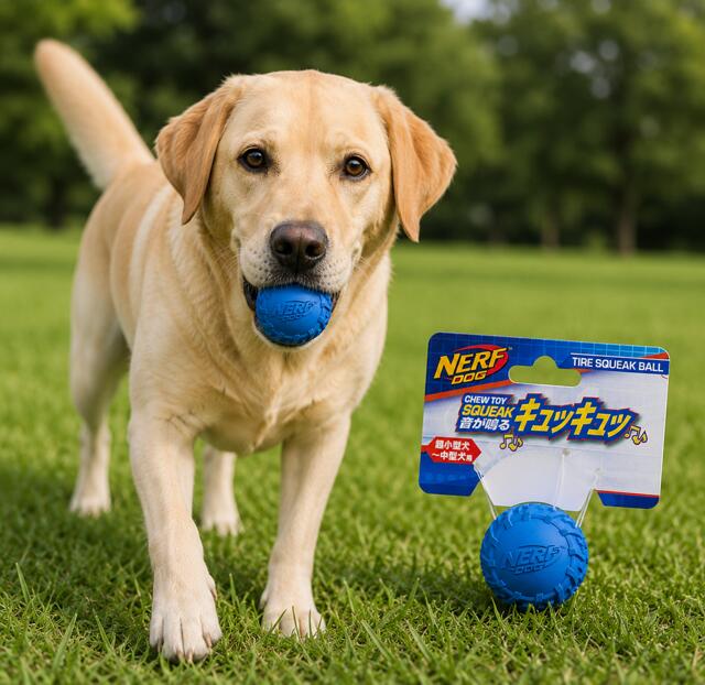 犬用 NERF DOG ラバーボール　リッチェル　ナーフドッグ　タイヤスクイークボール 2.5i 　ブルー　丈夫なボール！　噛むと音が鳴る5000円（税抜）以上送料無料　/【RCP】