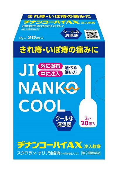 【指定第2類医薬品】ヂナンコーハイAX 注入軟膏 2g×20個入り　痔疾用　クール　ムネ製薬　【ネコポス便..