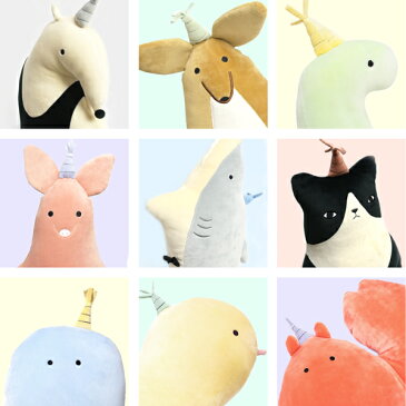 ルーミーズパーティー Mサイズ 抱き枕 ぬいぐるみ かわいい ネコ ねこ 猫 アリクイ カンガルー ブタ 豚 キョウリュウ 恐竜 サメ ロブスター トカゲ クラゲ 宇宙人 抱きまくら クッション ふわふわ フワフワ もちもち かわいい もこもこ りぶはあと