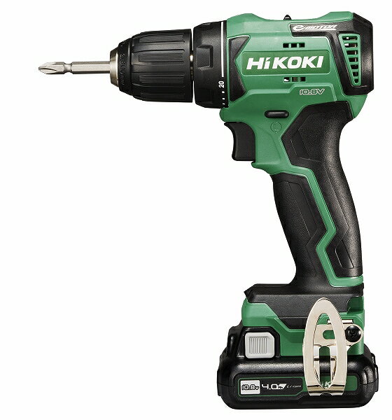 HiKOKI DS12DD(2LS) コードレスドライバドリル 10.8V クラス最短全長 高容量4.0Ahスライド電池 軽量 コンパクト リチウムイオン電池2個 急速充電器 ケース付 ハイコーキ(旧日立工機)