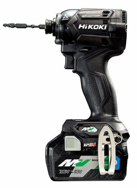 HiKOKI WH36DC(2XNBS) コードレスインパクトドライバ 18V 36V ストロングブラック ビット振れ軽減 業界最速・最短・最軽量 3灯LEDライト搭載 4モード切替機能付 マルチボルト蓄電池(Bluetooth®)2個 ケース 力こぶビット付 電池2年保証 ハイコーキ(旧日立工機)