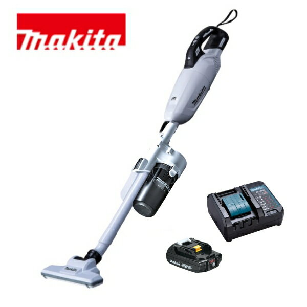当店だけ！バッテリー充電器も1年保証! マキタ コードレス掃除機 18V カプセル式 白 CL284FDZW + ショートサイクロン + 軽量バッテリー + コンパクト充電器DC18WC 充電式 クリーナー スイッチ 当店オリジナルセット CL284FDRFW (サイクロン・コンパクト・軽量・静音ver)