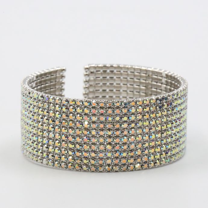 送料無料 ブレスレット バングル 10連 レディースジュエリー レディース レディースブレスレット スワロフスキー シルバー 豪華 ゴージャス エレガント おし...