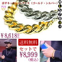 全品 送料無料 喜平 ネックレスブレスレットセット ゴールド シルバー ロングネックレス 70cm メンズ 24金メッキ ロジウムめっき 12mm 1.2cm ...