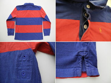 ボーイズXL■POLOラルフローレン太ボーダー長袖ラグビーシャツ/KIDSラガーシャツ/メンズS程