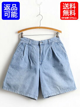 90's USA製 ■ POLO ポロ ラルフローレン 2タック コットン デニム ショートパンツ ( レディース 女性 8 L 程) 古着 90年代 無地 ショーツ| 【US古着】 中古 アメリカ製 RALPH LAUREN デニムパンツ ショート パンツ 半パン 短パン 半ズボン ツータック デニムショートパンツ