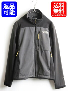 希少 S ■ ノースフェイス エイペックス APEX フルジップ 裏 フリース ソフトシェル ジャケット ( メンズ ) 古着 The North Face 濃灰 灰| 【USA古着】中古 ブルゾン ジャンパー アウトドア ハイネック チャコールグレー グレー シェルジャケット ストレッチ 2トーン