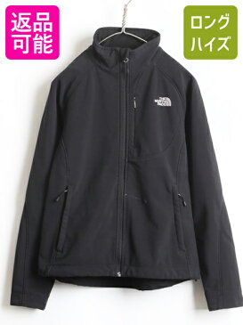 人気 黒 ■ ノースフェイス エイペックス APEX 裏 フリース ソフトシェル ジャケット ( レディース 女性 M ) 古着 ジャンパー アウター | 【古着】中古 ブルゾン ハイネック ストレッチ ワンポイント 刺繍ロゴ バイオニック モノトーン ブラック AMVX 無地 ノース