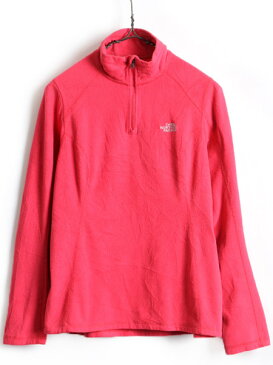 【10/8 マラソン7倍!】 ■ ノースフェイス ハイネック 長袖 フリース Tシャツ ( 女性 レディース M )古着 ロンT The North Face プルオーバー ハイネック ピンク| 中古 ノース ハーフジップ フリースTシャツ 長袖Tシャツ インナー ワンポイント ロゴ刺繍 アウトドア ショッ