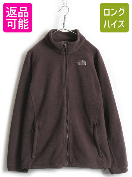 【5/25 ポイント10倍】 大きいサイズ XXL ■ ノースフェイス フルジップ フリース ジャケット ( レディース )古着 The North Face ワンポイント ブラウン アウター| 中古 アウトドア フリースジャケット ジップアップ ロゴ 刺繍 ハイネック ポケット付き ジップインジップ