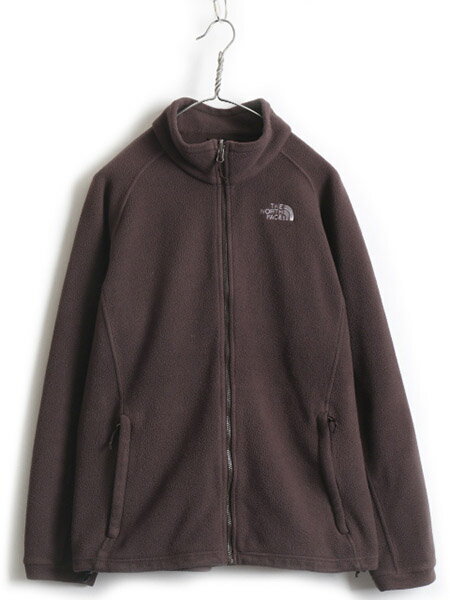 【5/25 ポイント10倍】 大きいサイズ XXL ■ ノースフェイス フルジップ フリース ジャケット ( レディース )古着 The North Face ワンポイント ブラウン アウター| 中古 アウトドア フリースジャケット ジップアップ ロゴ 刺繍 ハイネック ポケット付き ジップインジップ