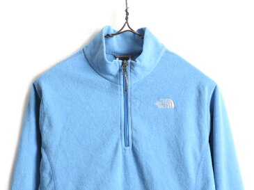 【10/8 マラソン7倍!】 ガールズ XL レディース S 程■ ノースフェイス ハイネック 長袖 フリース Tシャツ ( キッズ ) 古着 ロンT The North Face プルオーバー 青| 中古 ノース ハーフジップ フリースTシャツ 長袖Tシャツ インナー ワンポイント ロゴ刺繍 アウトドア ブル