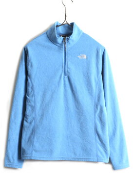 【10/8 マラソン7倍!】 ガールズ XL レディース S 程■ ノースフェイス ハイネック 長袖 フリース Tシャツ ( キッズ ) 古着 ロンT The North Face プルオーバー 青| 中古 ノース ハーフジップ フリースTシャツ 長袖Tシャツ インナー ワンポイント ロゴ刺繍 アウトドア ブル