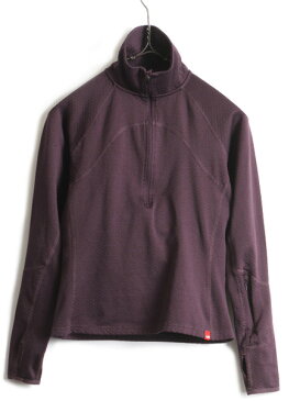 【10/8 マラソン7倍!】 希少サイズ XS ■ ノースフェイス Vaporwick ジップ ハイネック ストレッチ 長袖 Tシャツ ( レディース ) 古着 The North Face ロンT 紫| 中古 長袖Tシャツ カットソー ロゴ 刺繍 ハーフジップ ベースレイヤー ワンポイント アンダーシャツ 濃紫 ジ