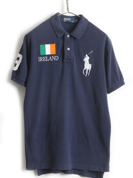 【26日ポイントアップ7倍!!】 アイルランド 代表モデル ビッグポニー ■ POLO ポロ ラルフローレン 鹿の子 半袖 ポロシャツ ( 男性 メンズ L ) 古着 半袖シャツ 紺 国旗| 中古 ラルフ RALPH LAUREN カジュアルシャツ 半袖ポロシャツ 鹿の子ポロシャツ ビッグロゴ ナンバリン