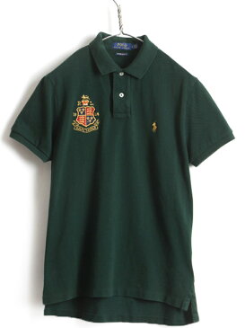 【36h限定 ポイント3倍】 ■ POLO ポロ ラルフローレン エンブレム ポニー 刺繍 鹿の子 半袖 ポロシャツ ( メンズ M ) 古着 半袖シャツ 緑 カスタムスリムフィット| 中古 RALPH LAUREN 半袖ポロシャツ 鹿の子ポロシャツ ポニー刺繍 ロゴ 金 トップス プルオーバー グリーン