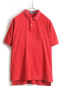 【36h限定 ポイント3倍】 90s オールド ■ POLO ポロ ラルフローレン ワンポイント ポニー刺繍 コットン 半袖 ポロシャツ ( メンズ M ) 古着 半袖シャツ 赤 スムース| 中古 RALPH LAUREN 90年代 トップス カジュアルシャツ ポニー 刺繍 半袖ポロシャツ トップス スムース素