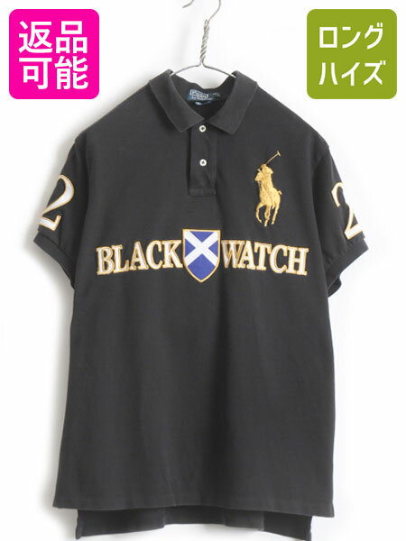 ビッグポニー 人気 黒 ■ POLO ポロ ラルフローレン 鹿の子 半袖 ポロシャツ ( メンズ L ) 古着 BLACKWATCH 半袖シャツ カスタムフィット| 中古 RALPH LAUREN 半袖ポロシャツ 鹿の子ポロシャツ ナンバリング ラルフ CUSTOM FIT 男性 ラガーシャツ ラグビーシャツ ブラック