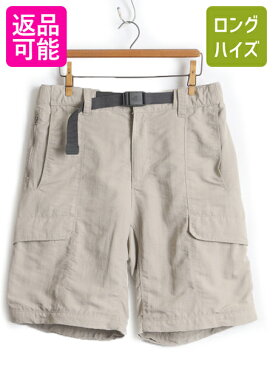 ■ ノースフェイス ナイロン カーゴ ショートパンツ (男性 メンズ M ) 古着 The North Face ナイロンパンツ カーキ ショーツ ベージュ 無地| 中古 ハーフパンツ ナイロンショーツ 半ズボン 短パン カーゴパンツ アウトドア 無地 ワンポイント 刺繍 ロゴ ボトムス ノース