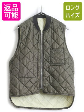 60s 70s ビンテージ ■ Zerowear 中綿 キルティング ナイロン ベスト ( 男性 メンズ M 程) 古着 オリーブ カーキ ポケット付き EMAR アルミ| US古着 中古 60年代 70年代 ナイロンベスト 中綿ベスト キルティングベストジレ トップス 重ね着 アメカジ アルミジップ アメリカ