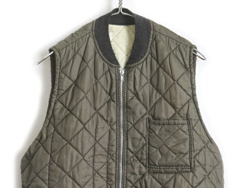 60s 70s ビンテージ ■ Zerowear 中綿 キルティング ナイロン ベスト ( 男性 メンズ M 程) 古着 オリーブ カーキ ポケット付き EMAR アルミ| US古着 中古 60年代 70年代 ナイロンベスト 中綿ベスト キルティングベストジレ トップス 重ね着 アメカジ アルミジップ アメリカ