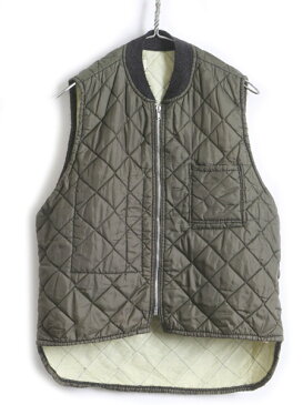 60s 70s ビンテージ ■ Zerowear 中綿 キルティング ナイロン ベスト ( 男性 メンズ M 程) 古着 オリーブ カーキ ポケット付き EMAR アルミ| US古着 中古 60年代 70年代 ナイロンベスト 中綿ベスト キルティングベストジレ トップス 重ね着 アメカジ アルミジップ アメリカ