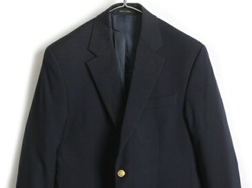 ■ ラルフローレン 金ボタン ウール テーラード ジャケット ( 37 R メンズ M 程) 古着 ネイビー 紺ブレ 2ボタン ブレザー POLO ポロ 濃紺| US古着 中古 ラルフ RALPH LAUREN テーラードジャケット ウールジャケット フォーマル ダークネイビー センターベント アメカジ