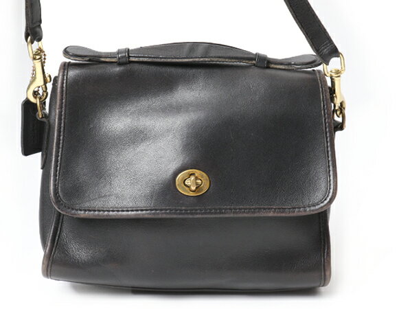 【26日ポイントアップ7倍!!】 人気 黒 USA製 オールドコーチ ■ COACH コーチ 2way 本革 レザー ショルダーバッグ 斜めがけ ハンドル付き アメリカ製 レディース メンズ| 中古 ショルダーバッグ レザーバッグ ハンドバッグ カバン 多ポケット ターンロック ブラック 男女兼