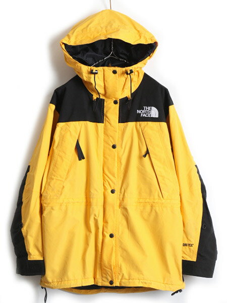 【10/8 マラソン7倍!】 90s ■ ノースフェイス GORETEX ゴアテックス ナイロン マウンテンライト ジャケット ( レディース メンズ L ) 古着 The North Face マンパ| 中古 90年代 オールド マウンテンパーカー ナイロンジャケット ジャンパー ブルゾン 黄 黒 2トーン フード