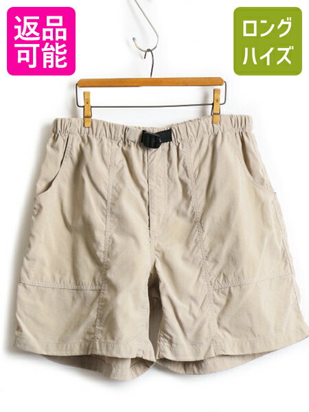 【7/30 24h限定 5倍!】 大きいサイズ XL ■ ノースフェイス ベルト付き ナイロン ショートパンツ ( メンズ ) 古着 The North Face ショーツ 短パン 半パン カーキ| US古着 中古 男性 ハーフパンツ ナイロンショーツ アウトドア ウェア クライミング ワンポイント ロゴ ノー