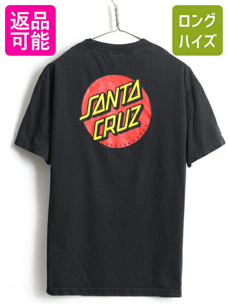 人気 黒 ■ SANTA CRUZ サンタクルーズ クラシックドット ロゴ 両面 プリント 半袖 Tシャツ ( メンズ 男性 L ) 古着 スケート 半袖Tシャツ| US古着 中古 スケーター オールドスクール ロック パンク サンタクルズ ロゴTシャツ プリントTシャツ プリントT サーフ ブラック