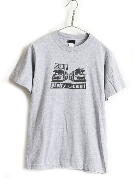 【8/19 10%OFFクーポン&最大半額!】 00's USA製 オールド ■ SMP PRETTY VACANT パロディー プリント 半袖 Tシャツ ( メンズ 男性 S ) 古着 パンク ロック スケート プリントT| US古着 中古 アメカジ 半袖Tシャツ バンT グレー ブラック 灰 黒 アメリカ製 00年代 ヘビーウェ