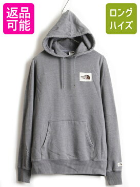 希少サイズ S ■ ノースフェイス ワンポイント ロゴ刺繍 スウェット フード パーカー ( 男性 メンズ ) 古着 The North Face トレーナー 灰| US古着 中古 ノース 茶タグ 裏起毛 ロゴパーカー プリントパーカー フードパーカー スウェットパーカー プルオーバー ロゴ グレー