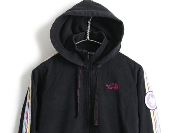 40周年記念モデル ■ ノースフェイス TRANS ANTARCTICA EXPEDITION 90 スウェット フード パーカー ( レディース S ) 古着 THE NORTH AFCE| 中古 ノース トレーナー スエット アウトドア 裏起毛 ポケット付き フルジップ ハイネック 黒 ブラック 南極 限定 限定モデル
