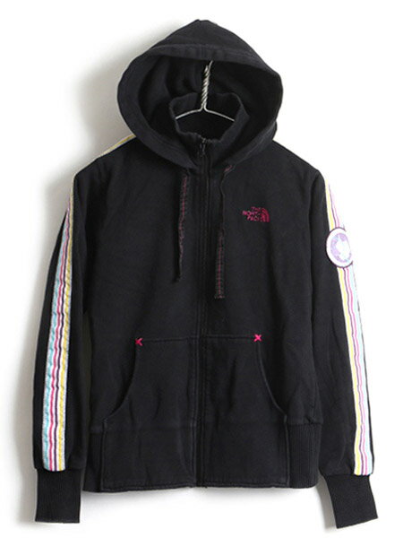 40周年記念モデル ■ ノースフェイス TRANS ANTARCTICA EXPEDITION 90 スウェット フード パーカー ( レディース S ) 古着 THE NORTH AFCE| 中古 ノース トレーナー スエット アウトドア 裏起毛 ポケット付き フルジップ ハイネック 黒 ブラック 南極 限定 限定モデル