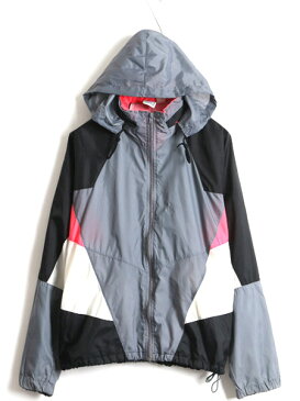 【8/25 6h限定 ポイント9倍!!】 90's 初期 銀タグ ■ NIKE ナイキ 収納フード 切替 フルジップ ナイロン ジャケット ( メンズ M ) 古着 90年代 ワンポイント ジャンパー| US古着 中古 アメカジ ナイロンジャケット ブルゾン ウインドブレーカー ブラック ピンク グレー ホワ