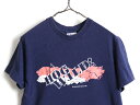 80's USA製 ビンテージ ■ ブタ プリント 半袖 Tシャツ ( M メンズ レディース 小さめ S 程) 古着 80年代 半袖Tシャツ ネイビー スーベニア| 中古 アメリカ製 アニマル プリントT プリントTシャツ クルーネック カットソー シングルステッチ HANES ヘインズ 紺 男女兼用 3