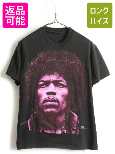 90 039 s 人気 黒 ★ jimi Hendrix ジミ ヘンドリックス 大判 プリント 半袖 Tシャツ ( メンズ S 程) 古着 90年代 ジミヘン バンドT ロックT US古着 中古 半袖tシャツ プリントT プリントTシャツ バンドTシャツ ロックTシャツ ブラック カットソー 男性 アメカジ WINTERLAND