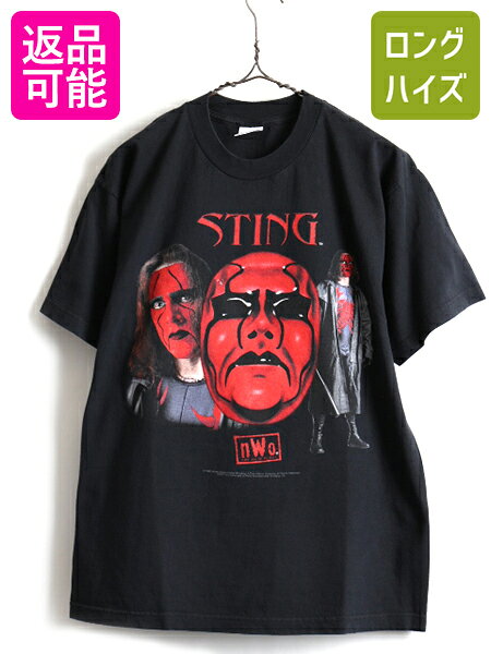 90's 当時物 ■ 98年製 NEW WORLD ORDER STING スティング STING プリント 半袖 Tシャツ ( メンズ 男性 L ) 古着 90年代 プロレス NWO 黒| US古着 中古 アメカジ WWE WWF WCW プロレスラー 半袖Tシャツ プリントTシャツ ブラック クルーネック オフィシャル 私刑執行人のサムネイル