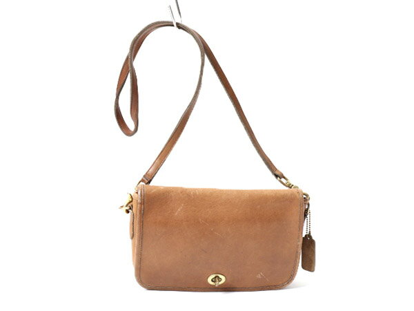 【8/20 24h限定 ポイントUP&最大半額!】 USA製 オールドコーチ ■ COACH コーチ 本革 レザー ショルダーバッグ 斜めがけ レディース メンズ バッグ アメリカ製 鞄 ターンロック 茶| 中古 ショルダー レザーバッグ ビンテージ 男性 女性 男女兼用 牛革 肩掛け 多ポケット ブ