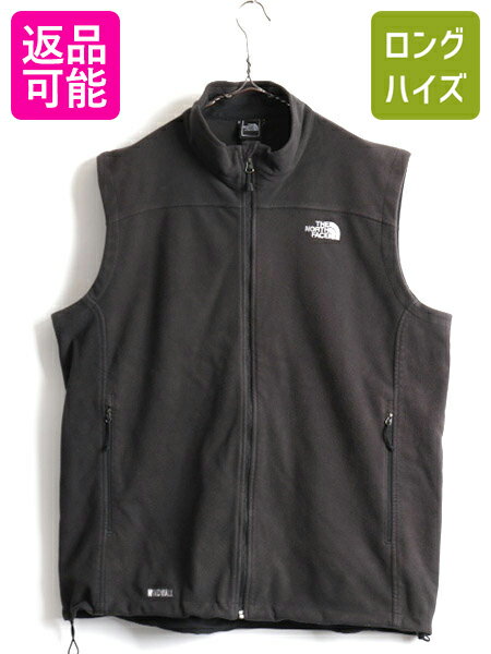 【10/8 マラソン7倍!】 人気 黒 大きいサイズ XL ■ ノースフェイス WINDWALL フルジップ フリース ベスト ( メンズ ) 古着 重ね着 The North face アウトドア| US古着 中古 フリースベスト ハイネック アウトドア ウェア 防風 ノースリーブ 刺繍ロゴ ジップアップ ワンポ