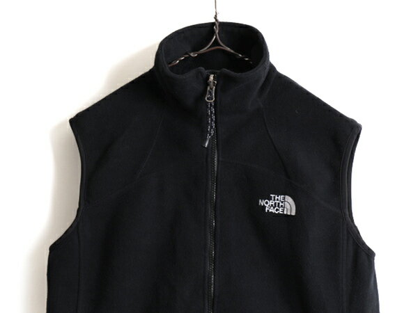 【10/8 マラソン7倍!】 希少サイズ S 人気 黒 ■ ノースフェイス GORE WINDSTOPPER フルジップ フリース ベスト ( メンズ ) 古着 The North Face ハイネック 無地| 中古 アメカジ フリースベスト ワンポイント ロゴ刺繍 ブラック 男性 アウトドア ノース ノースリーブ 防風