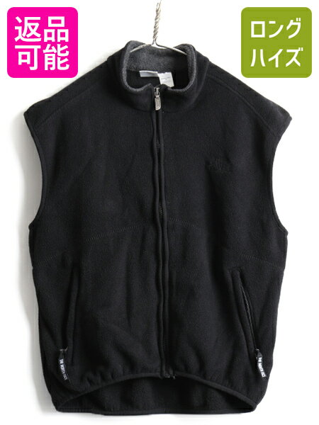 90's USA製 オールド 人気 黒 ■ ノースフェイス フルジップ ハイネック フリース ベスト ( メンズ M ) 古着 The North face ワンポイント | 中古 90年代 男性 アメリカ製 重ね着 ノースリーブ フリースベスト ジップアップ ロゴ刺繍 アウトドア ポケット付き ブラック