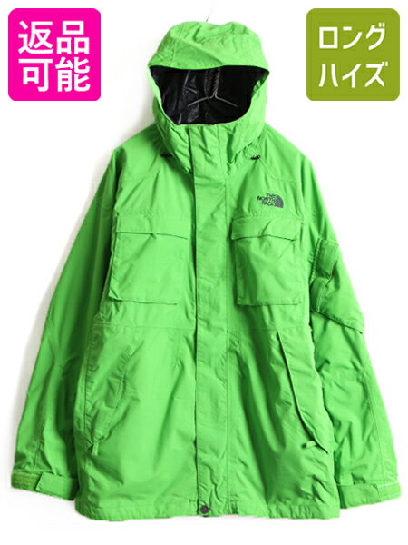 ■ ノースフェイス HyVent ライナー付き ナイロン マウンテンパーカー ジャケット ( メンズ M ) 古着 The North Face マンパ ジャンパー| 中古 ノース ハイベント マウンテン パーカー ナイロンジャケット フードパーカー 緑 黄緑 ライム グリーン ワンポイント ロゴ 刺繍