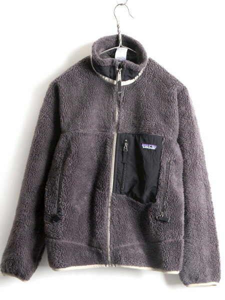 【スーパーSALE 最大半額&P6倍!!】 希少サイズ XS ■ 07年製 Patagonia パタゴニア クラシック レトロX フリース ジャケット ( メンズ ) 古着 ジャンパー 濃灰 黒 パイル 起毛| 男性 ハイネック レトロ ノースリーブ フルジップ 毛長 フリースベスト ロゴ刺繍 アウトドア 2