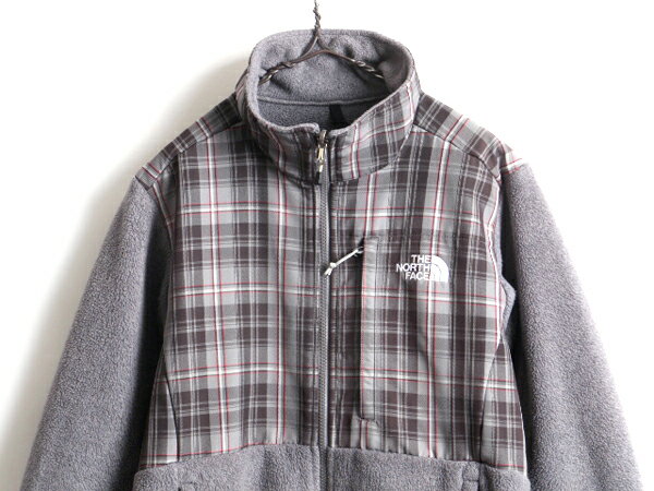 格安通販 ■ ノースフェイス フルジップ フリース ナイロン 切替 デナリ ジャケット ( レディース M ) 古着 The North face DENALI グレー チェック| 中古 アウトドア ノース フリースジャケット ブルゾン ポーラテック POLARTEC デナリジャケット タータンチェック ワンポイント 灰:古着ビンテージショップ Long his 格安大得価