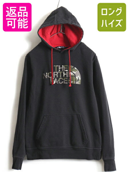 【スーパーSALE 最大半額&P6倍!!】 希少サイズ S 人気 黒 ■ ノースフェイス 迷彩 プリント 2トーン スウェット フード パーカー ( メンズ ) 古着 トレーナー The North Face| 中古 裏起毛 プルオーバー スウェットパーカー プリントパーカー フードパーカー ロゴパーカー